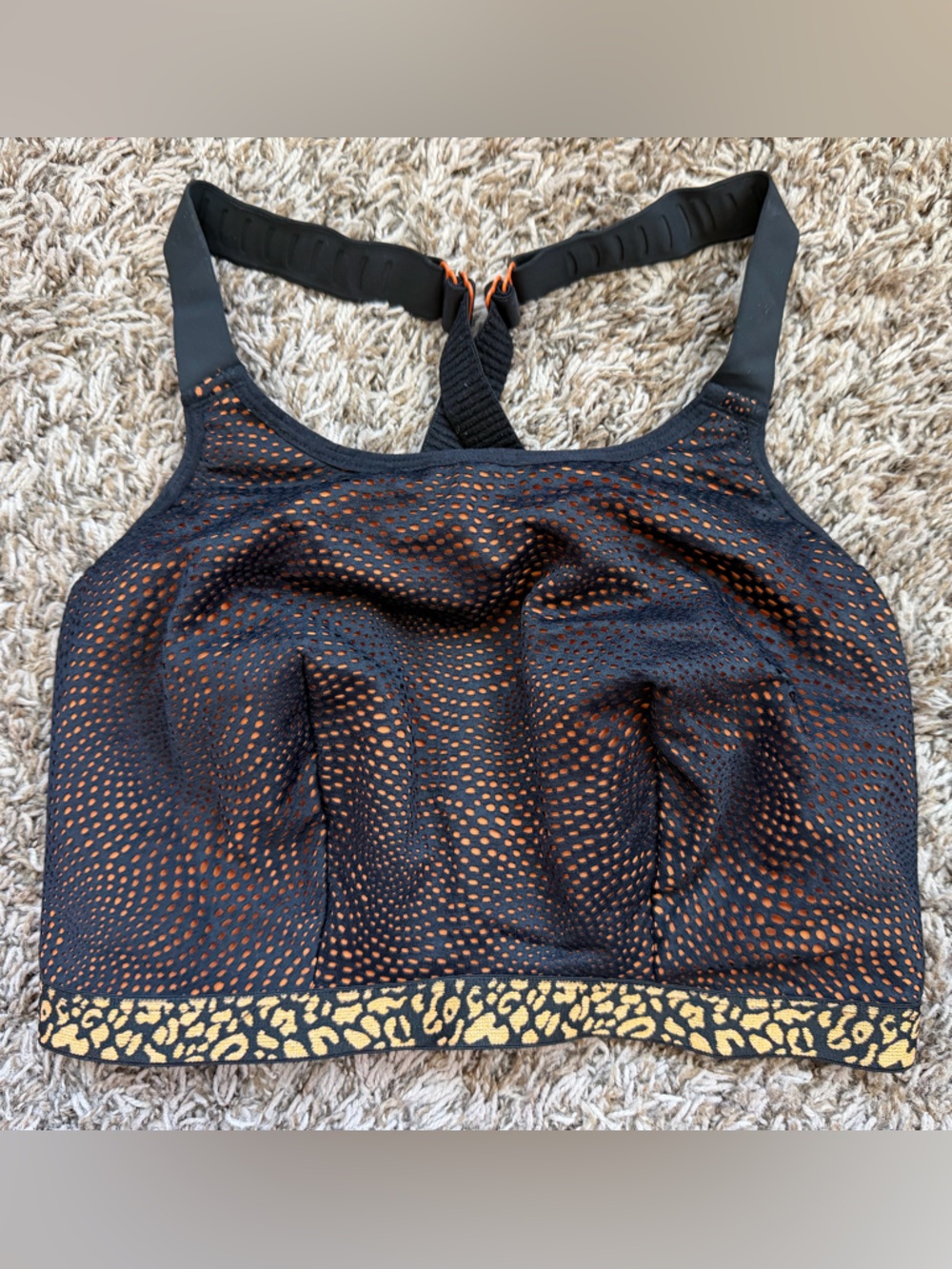 Bravissimo black orange Orbit sports bra Women’s sz 30GG